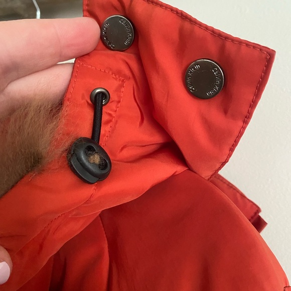 CALVIN KLEIN WINTER PUFFER JACKET | Size Med. | Rust Orange | winter coat | fur - Picture 8 of 8